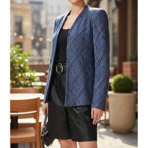 GIORGIO ARMANI Silk Blazer 48 12 Blue Single Breasted VINTAGE Jacket